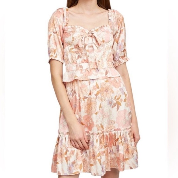 En Saison Floral Bustier Smock Tiered Midi Dress Size Small - Picture 1 of 8